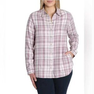 NWT Jachs Girlfriend Women's XL Purple Plaid Button-Down Long Sleeve